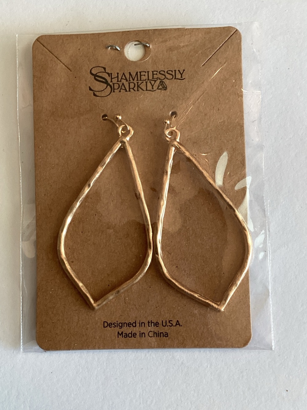 Gold Hammered Teardrop Hoop‎ Earrings